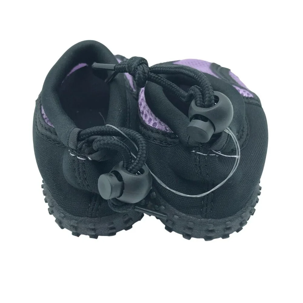 Easy USA Toddler Girls Water Shoes Mesh Drawstring Purple Black Size 9